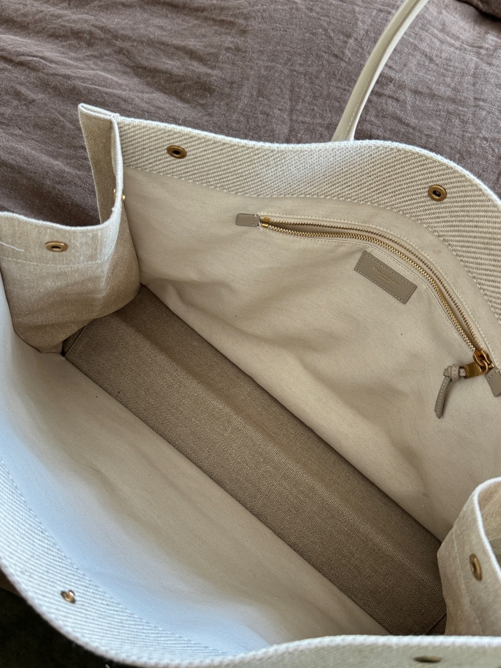 Saint Laurent Rive Gauche Cream Canvas Tote - Picture 8 of 8